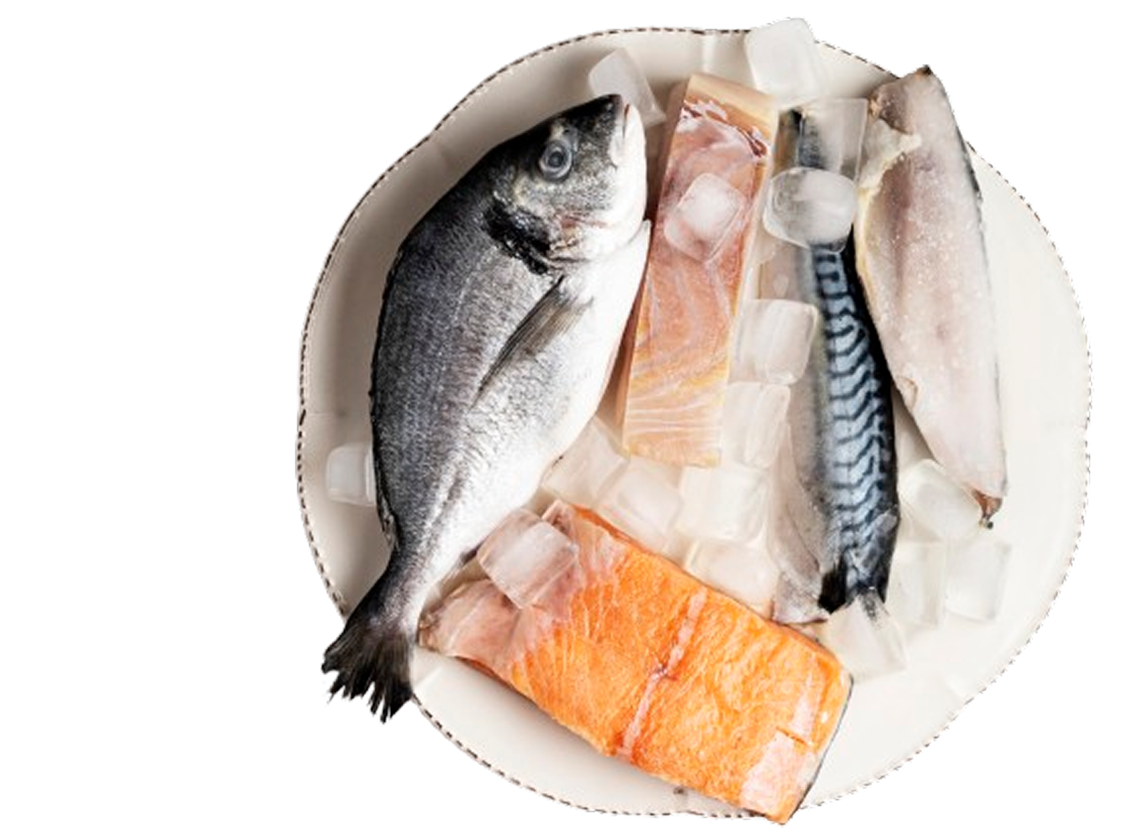 Plate with various types of raw fish.